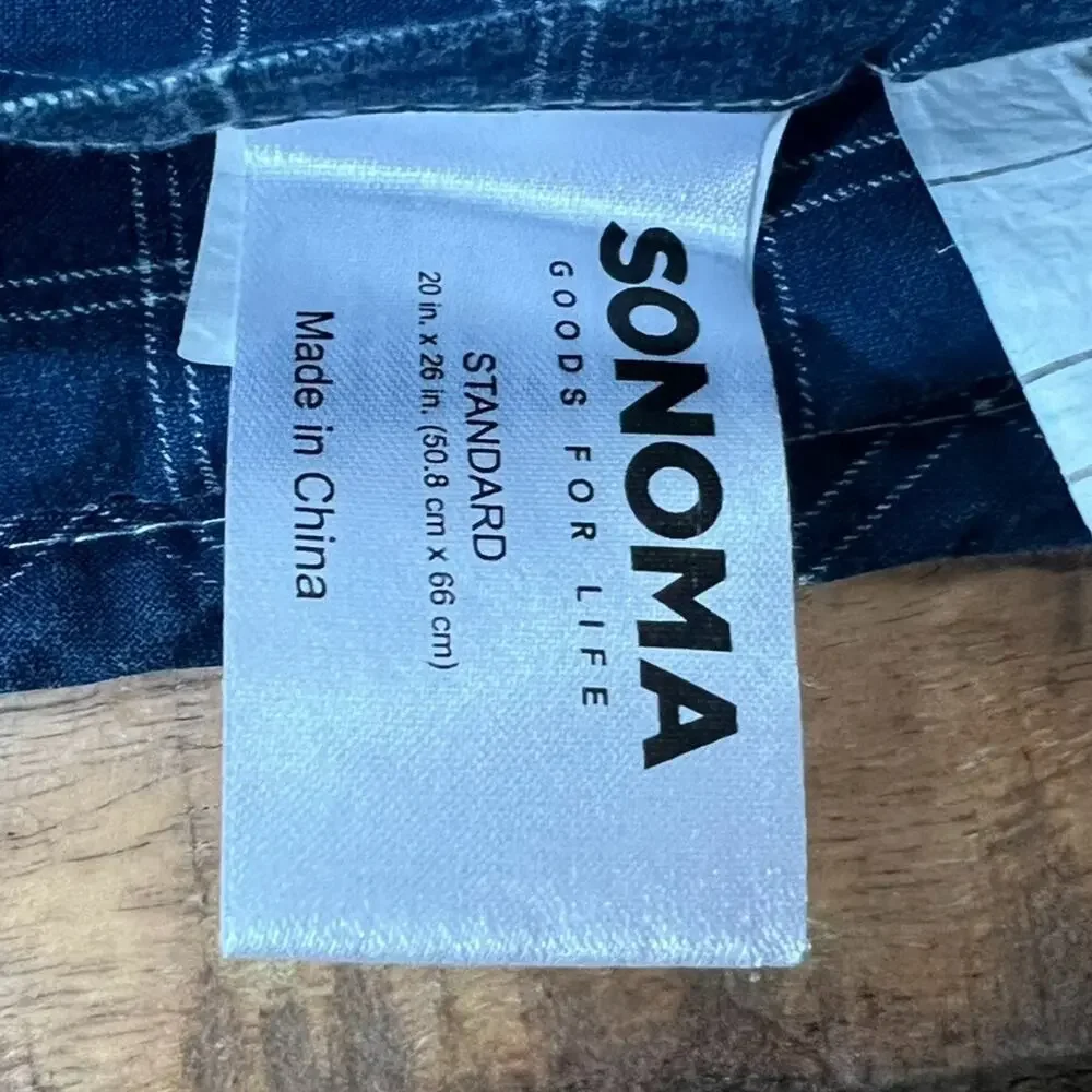 Sonoma Pillow Shams Set of 2 Standard 100% Cotton Multicolor Plaid Quilted